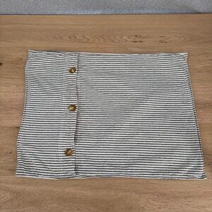 Pottery Barn Wheaton Striped Linen Cotton Pillow Sham 25"x19" Black White Button